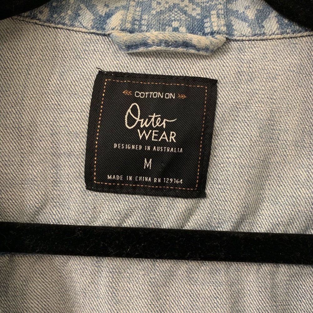 Denim Jacket Aztec Pattern Size M - Picture 2 of 4